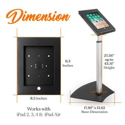 iPad Anti-Theft Floor Stand, Adjustable Height, Tamper-Proof, Durable