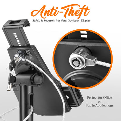 Tablet Security Stand with Lock, Adjustable Arm, Fits 7.9"-10.1" Tablets