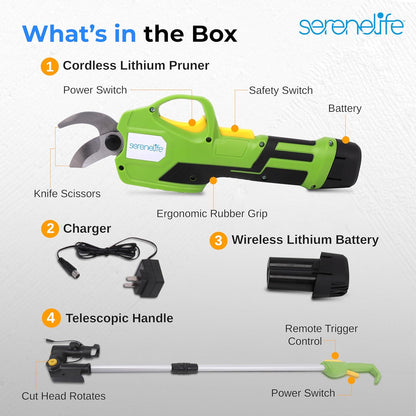 Cordless Pruning Shears, 6ft Reach, High Carbon Steel Blade, Easy Cutting