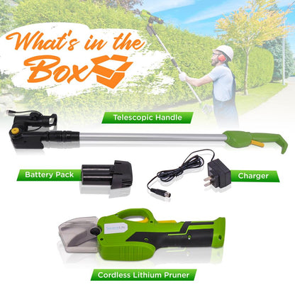 Cordless Pruning Shears, 6ft Reach, High Carbon Steel Blade, Easy Cutting