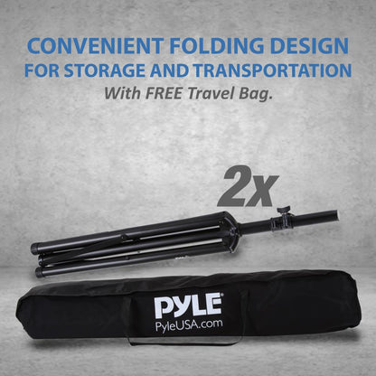Dual Speaker Stand Kit, Adjustable Height, Durable Steel, Includes Bag