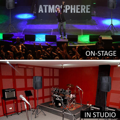 Dual Speaker Stand Kit, Adjustable Height, Durable Steel, Includes Bag
