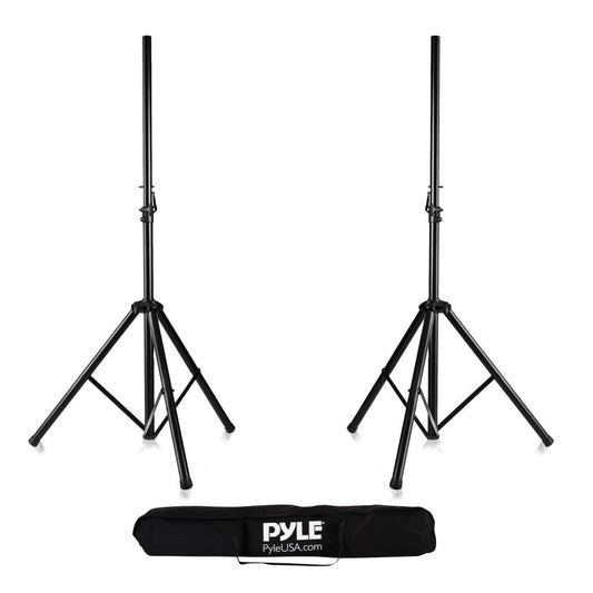 Dual Speaker Stand Kit, Adjustable Height, Durable Steel, Includes Bag