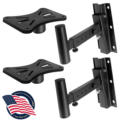 Wall Mount Speaker Brackets, Secure Steel, Adjustable Tilt & Swivel