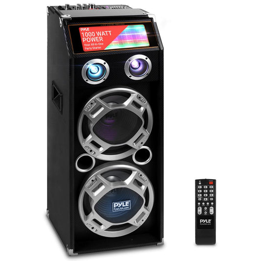 Wireless PA Speaker System 1000W Bluetooth Dual Woofers DJ Lights