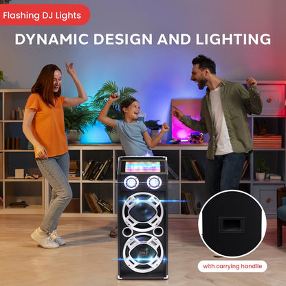 Wireless PA Speaker System 1000W Bluetooth Dual Woofers DJ Lights