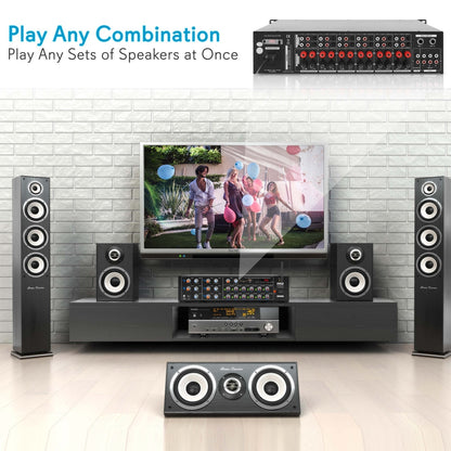 12-Channel Bluetooth Amplifier 6000W Multi-Zone Mixer with USB/SD/AUX