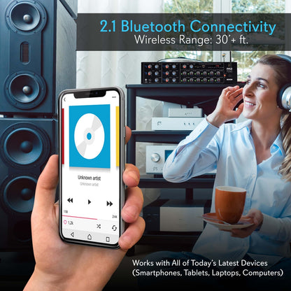 12-Channel Bluetooth Amplifier 6000W Multi-Zone Mixer with USB/SD/AUX
