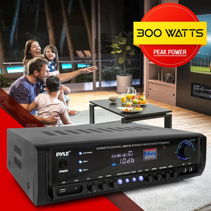 Home Audio Amplifier System 300W 4-Channel USB/AUX/MP3 Receiver