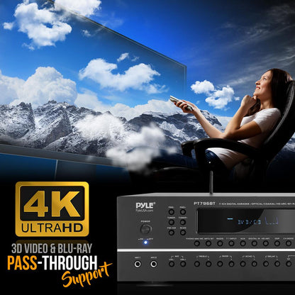 2000W 7.1-Ch Bluetooth Stereo Amplifier, 4K UHD, Surround Sound