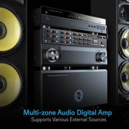 8-Channel Bluetooth Amplifier 4000W Multi-Zone Mixer with USB/AUX