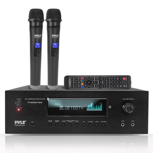 1000W 5.2-Channel Bluetooth Receiver with Wireless Mics