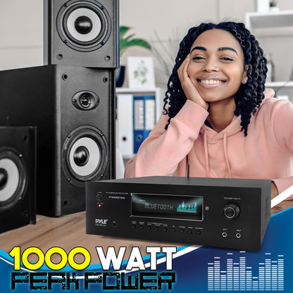 1000W 5.2-Channel Bluetooth Receiver with Wireless Mics