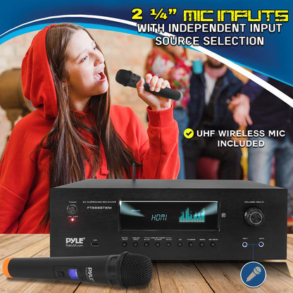 1000W 5.2-Channel Bluetooth Receiver with Wireless Mics