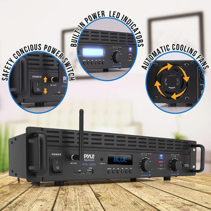2000W 2-Channel Bluetooth Pro Audio Amplifier with LCD