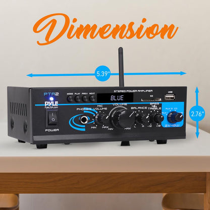 Bluetooth Stereo Amplifier 2x40W USB/SD/FM/AUX Inputs, Remote Control