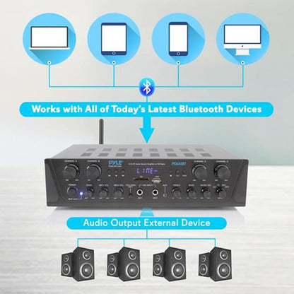 4-Channel Bluetooth Home Audio Amplifier with FM Radio