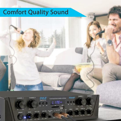 4-Channel Bluetooth Home Audio Amplifier with FM Radio