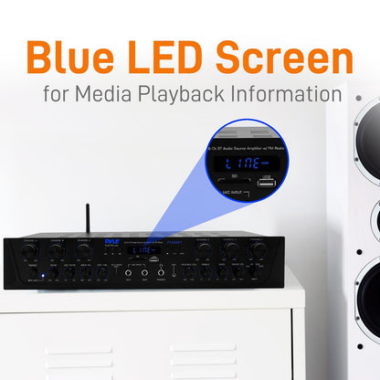 600W 6-Channel Bluetooth Amplifier with FM Radio