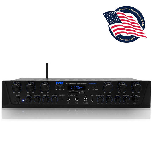 Bluetooth 6-Channel Amplifier with Radio and USB