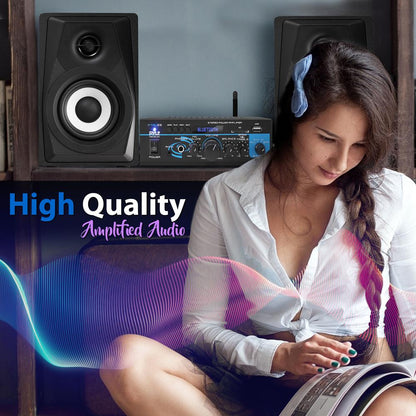 Bluetooth Stereo Amplifier 2x40W Wireless Streaming USB/AUX Inputs