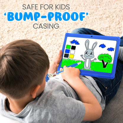 Tablette Android 10,1" Full HD pour enfants, Quad-Core, longue autonomie, bleue 