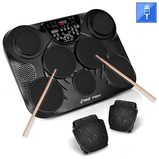Electronic Drum Set, Portable, 7 Touch Pads, USB/MIDI, 600 Sounds