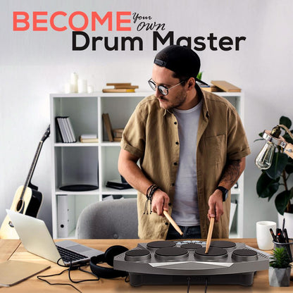 Batterie électronique - Portable, 7 pads, USB, pédales, affichage numérique 