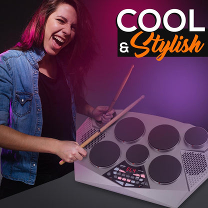 Batterie électronique - Portable, 7 pads, USB, pédales, affichage numérique 