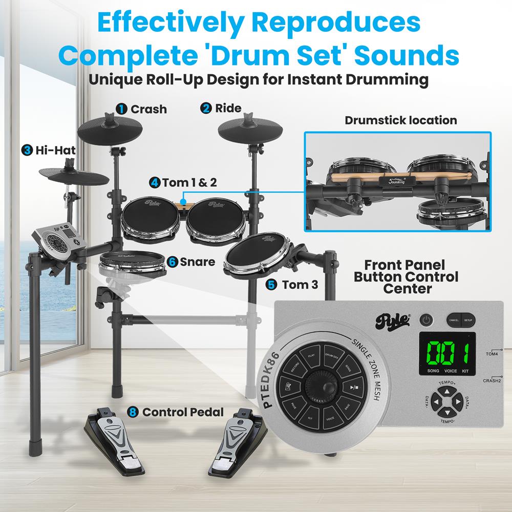 product image number 2 for Pyle Electronic Drum Kit