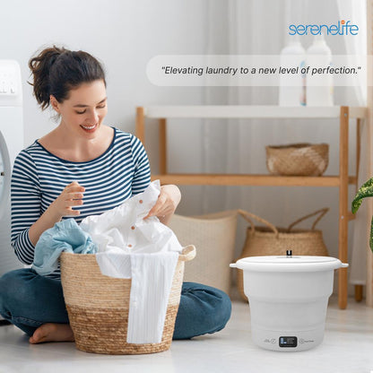 Mini Portable Washing Machine, Energy-Saving Foldable Design, White