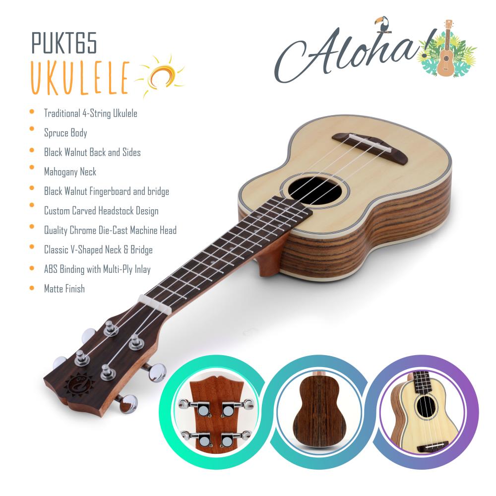 product image number 3 for Pyle Traditional 4-String Soprano Ukulele