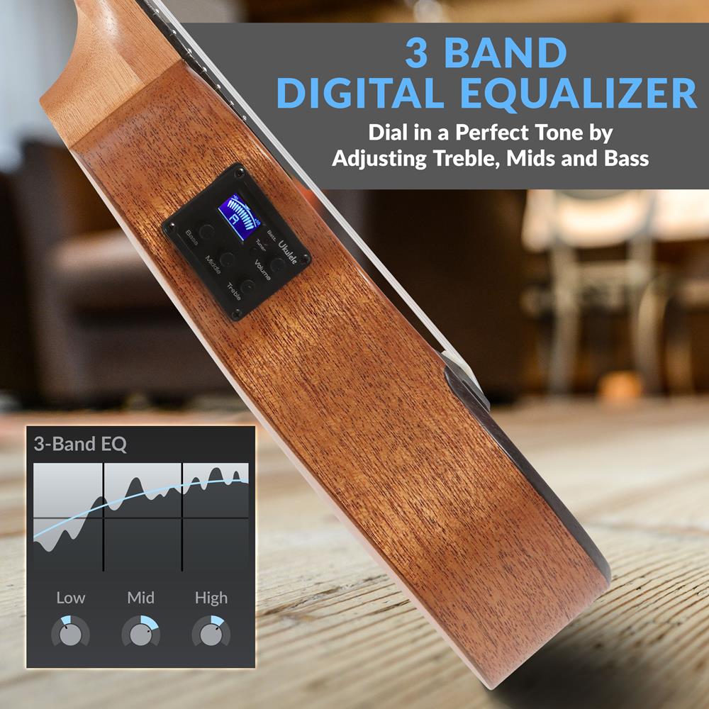 product image number 3 for Pyle 23" Concert Acoustic-Electric Ukulele