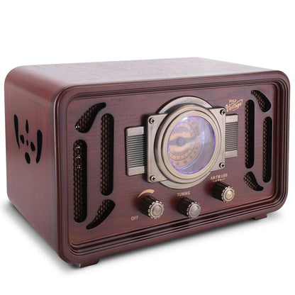 Retro Bluetooth Radio Speaker - Vintage Style, Wood, USB/SD, AM/FM Tuner