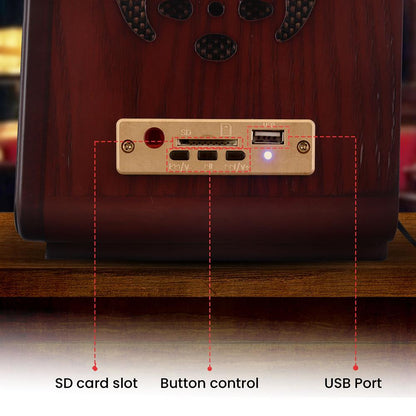 Retro Bluetooth Radio Speaker - Vintage Style, Wood, USB/SD, AM/FM Tuner