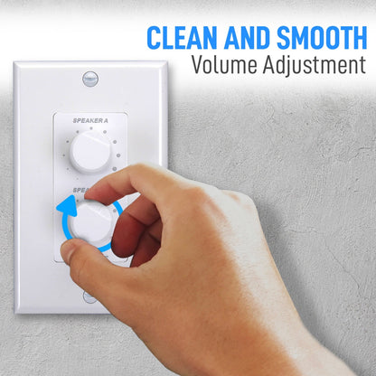 In-Wall Speaker Volume Control Plate, Dual Knobs, 120W, Universal Style