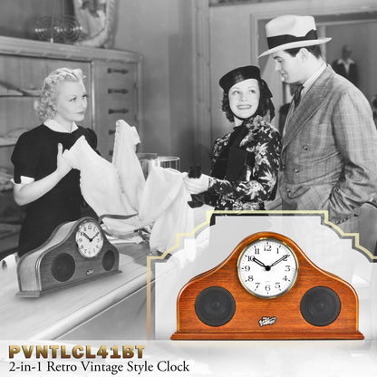 product image number 6 for Pyle Vintage Style Bluetooth Clock Speaker