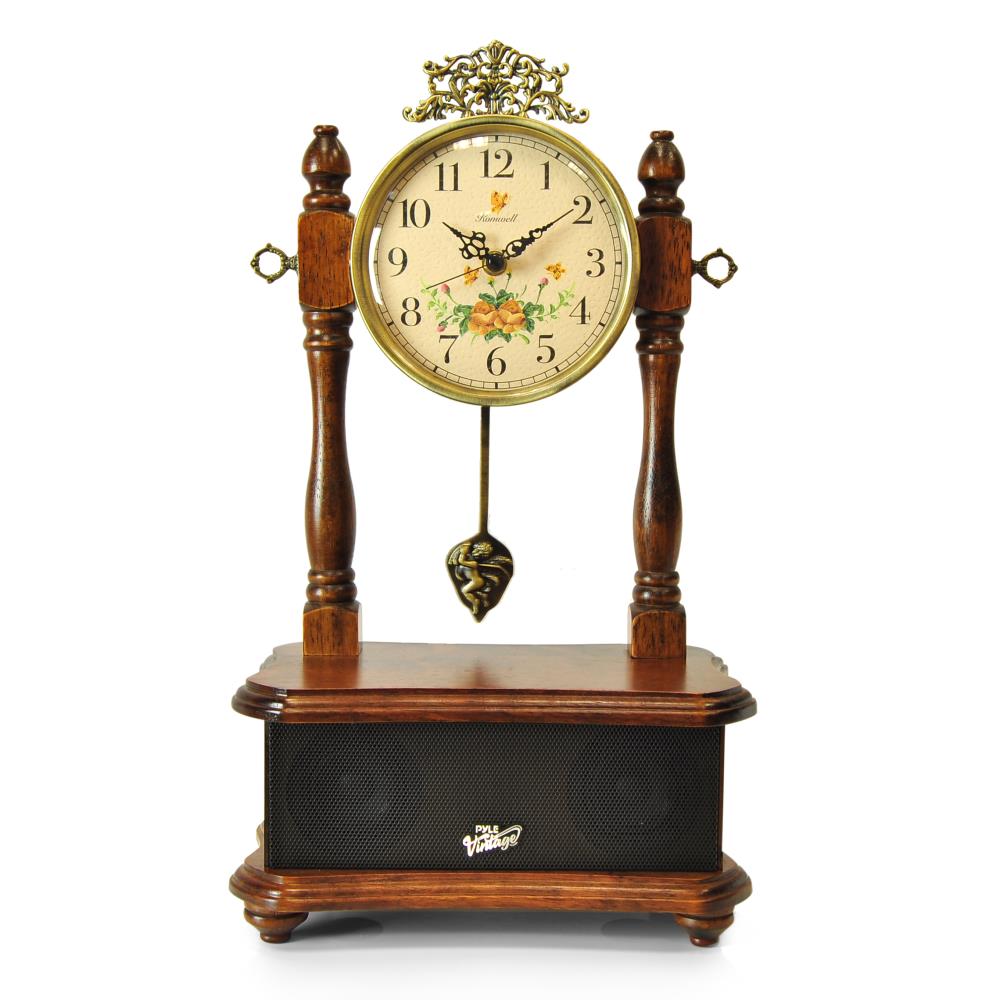 product image number 2 for Pyle Vintage Style Bluetooth Clock Speaker