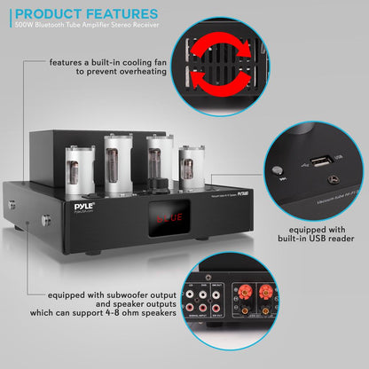 product image number 6 for Pyle Wireless Bt Tube Amplifier Stereo Receiv