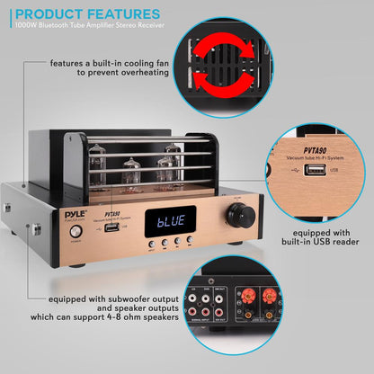 Amplificateur à tube stéréo sans fil BT Receiv 