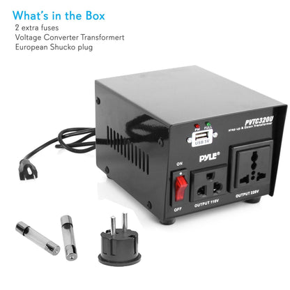 500W Voltage Converter Transformer, USB Port, Metal Housing, Compact