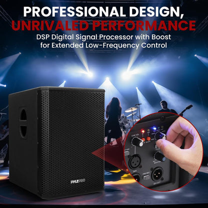 12" 1600W Subwoofer System, Louder Bass, DSP Processor, Wooden Enclosure