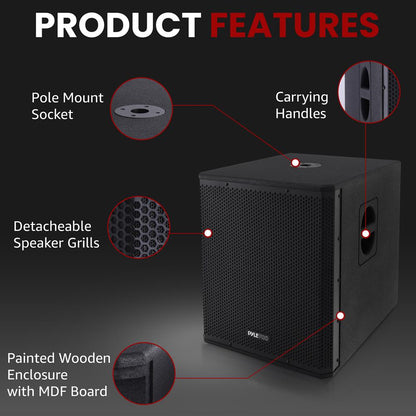 12" 1600W Subwoofer System, Louder Bass, DSP Processor, Wooden Enclosure