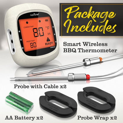 Bluetooth Meat Thermometer, 6 Probes, 400 Ft Range, LCD Display