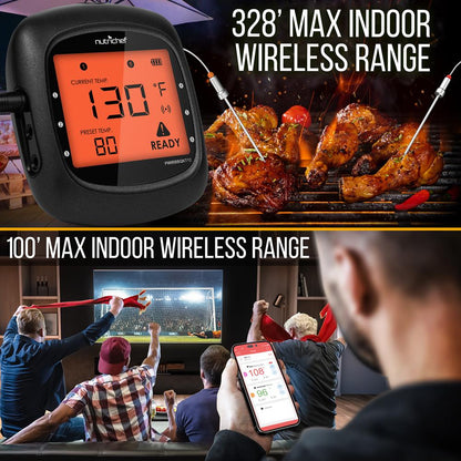 Bluetooth BBQ Thermometer, Accurate Temp Probes, LCD Display, Stainless Steel