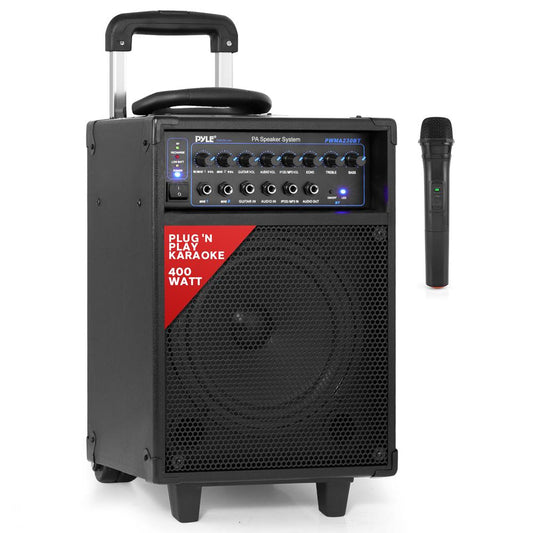 Wireless Portable PA System 400W Rechargeable Bluetooth Speaker w/Wheels