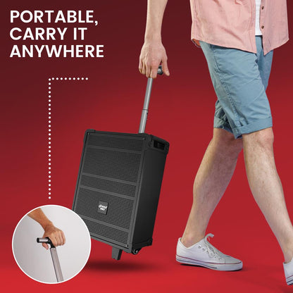 8" Portable Bluetooth Speaker - 350W Power, Rechargeable Battery, FM Radio