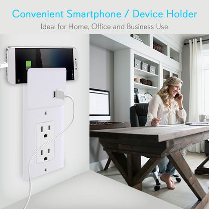 Plaque de prise murale USB, charge rapide, plastique ignifuge, blanc 