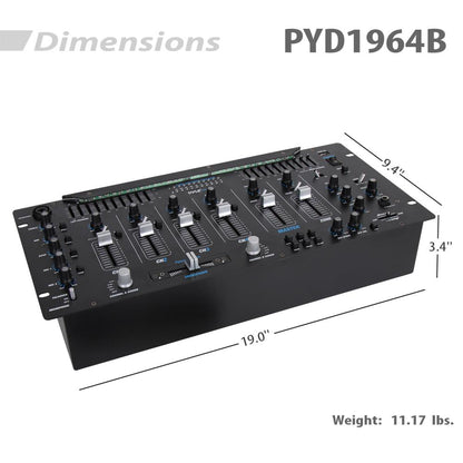 6-Channel DJ Mixer with Bluetooth, LED Controls, 10-Band Equalizer