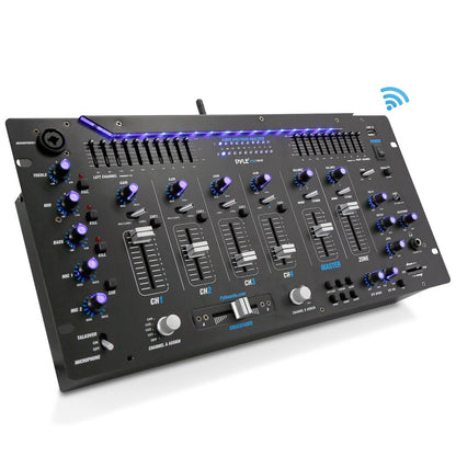 6-Channel DJ Mixer with Bluetooth, LED Controls, 10-Band Equalizer